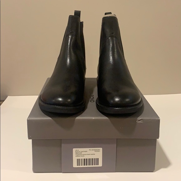 amina black leather boots